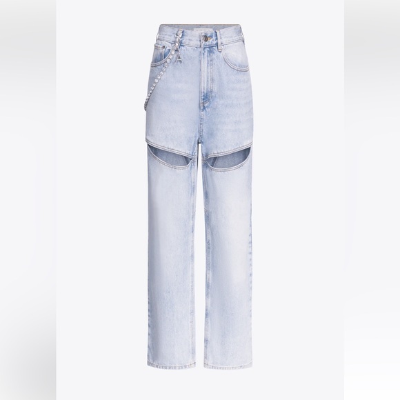 AREA Denim - Area Light Blue Women's Jeans with rhinestone chain